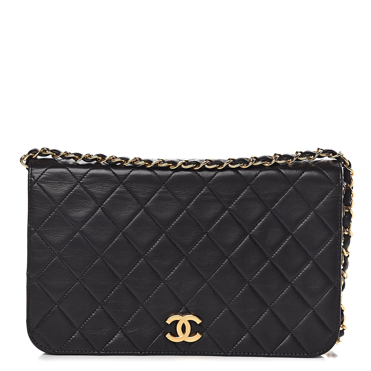 Lambskin Quilted Small Single Flap Bag Black