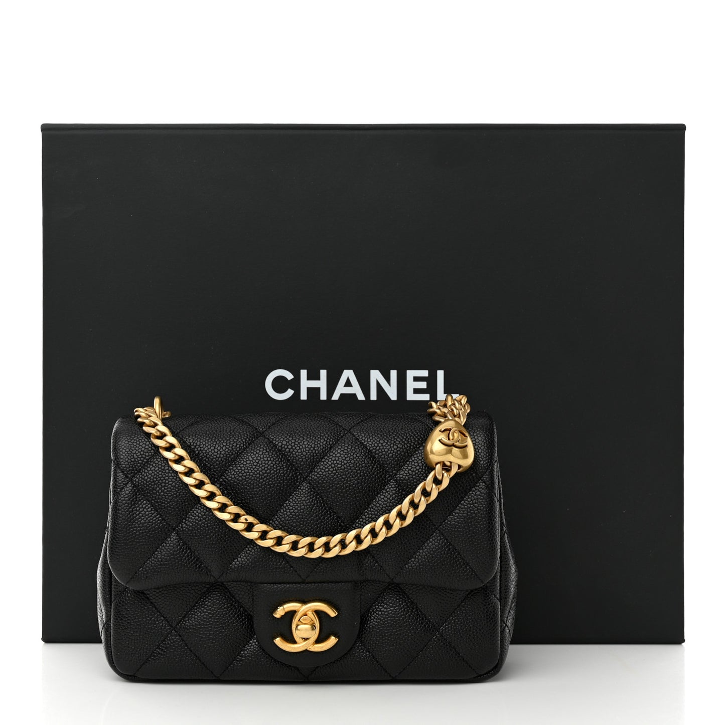 Caviar Quilted Mini Sweetheart Rectangular Flap Black