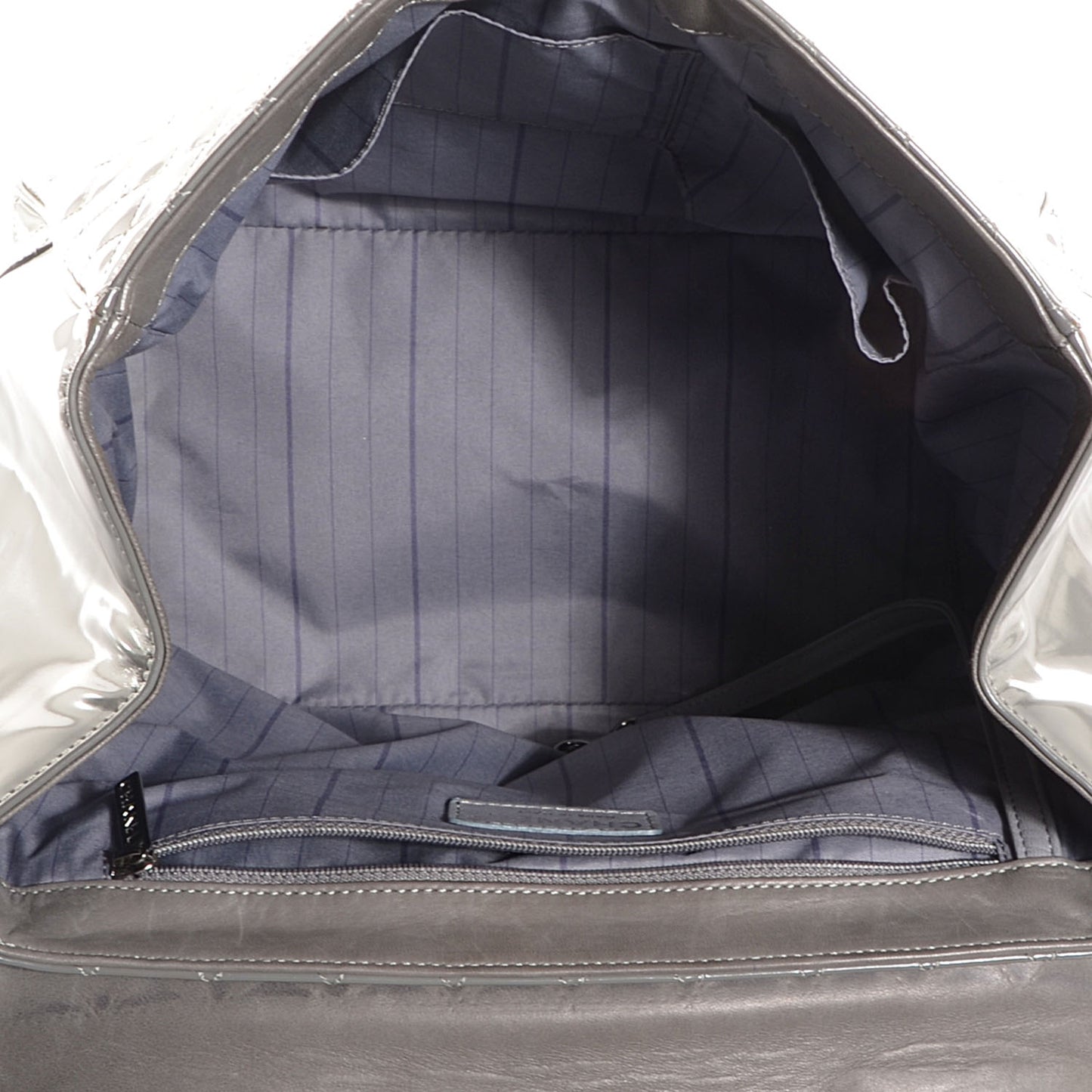 Glazed Calfskin Mademoiselle Lock Kelly Flap Bag Grey