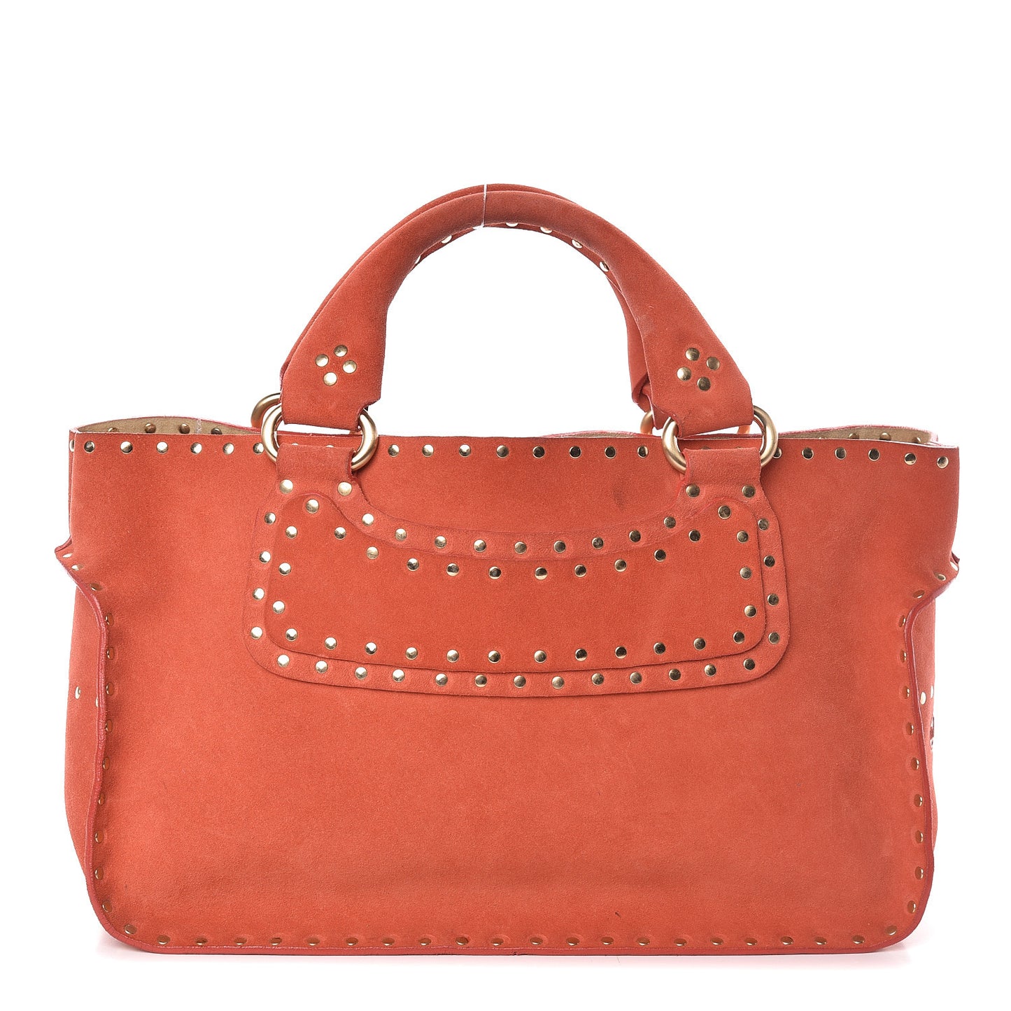 Suede Studded Boogie Satchel Red
