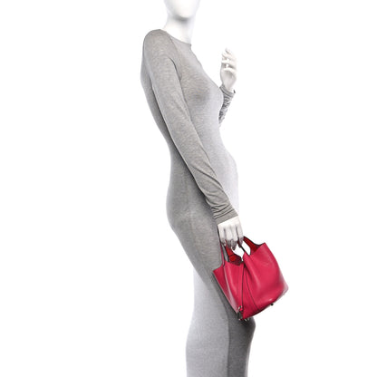 Hermes Taurillon Clemence Swift Eclat Picotin Lock 18 PM Rose Mexico Rouge De Coeur 2 of 13