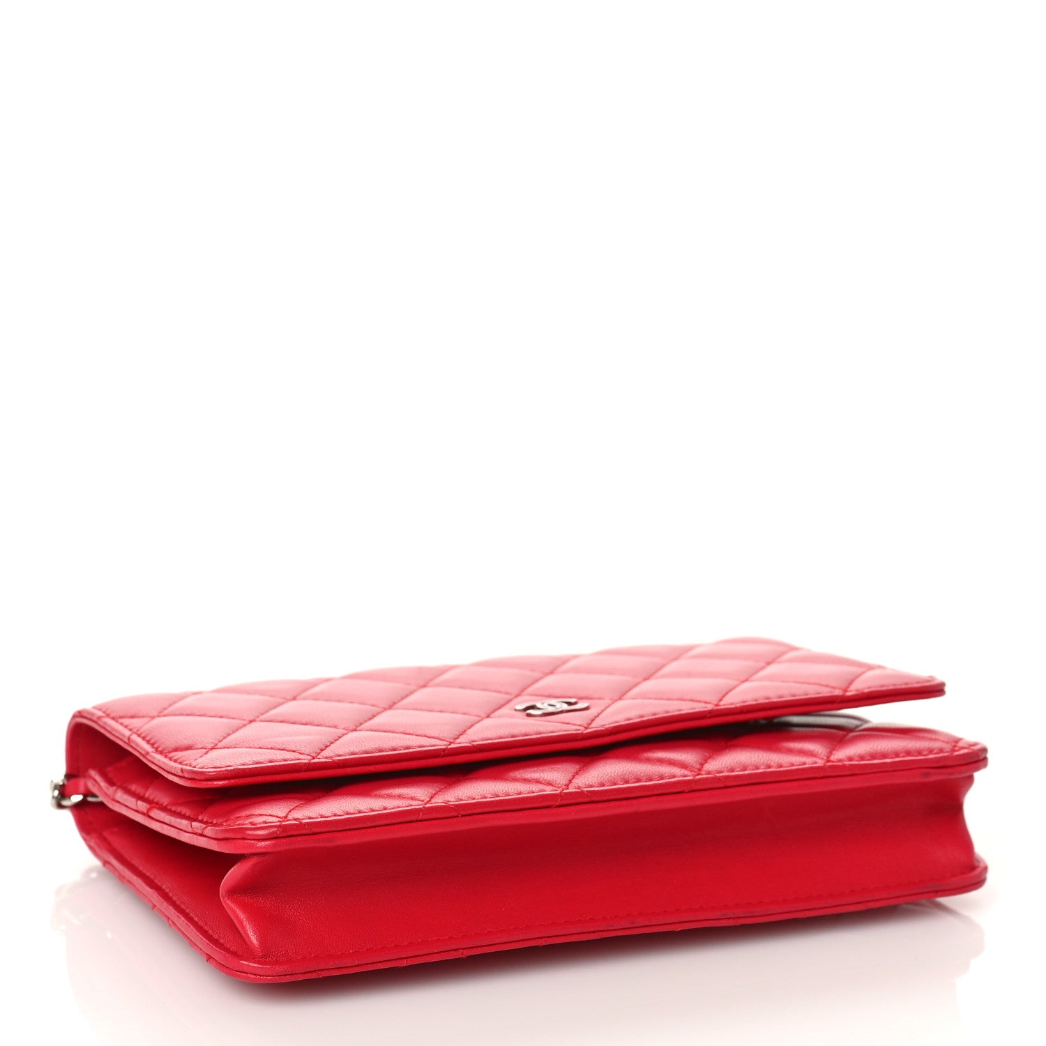 Chanel Lambskin Quilted Wallet On Chain WOC Red 4 of 9