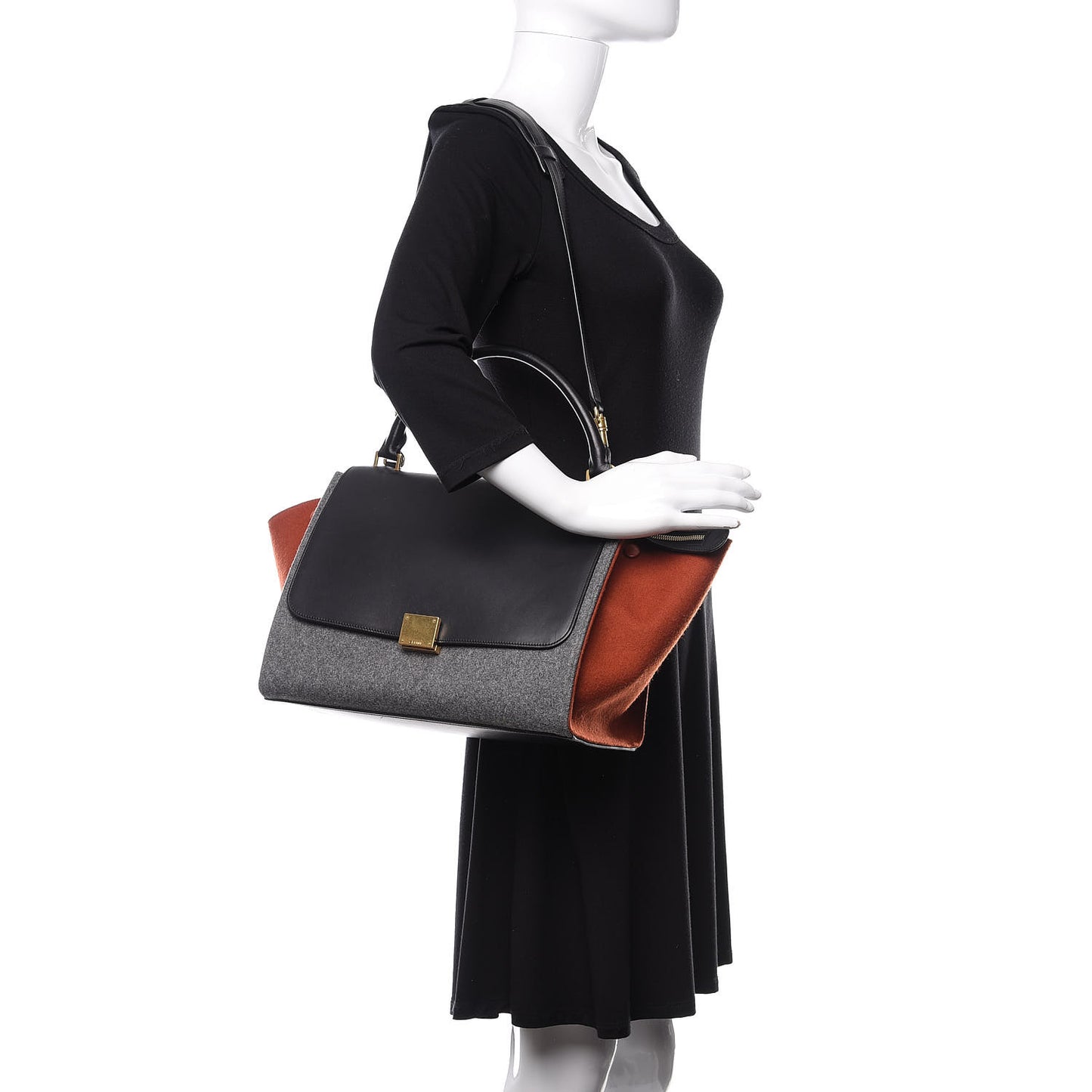 Felt Smooth Calfskin Tri-color Medium Trapeze Brick