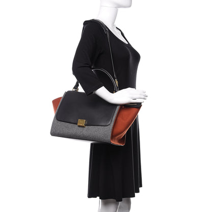 Celine Felt Smooth Calfskin Tri-color Medium Trapeze Brick 2 of 10