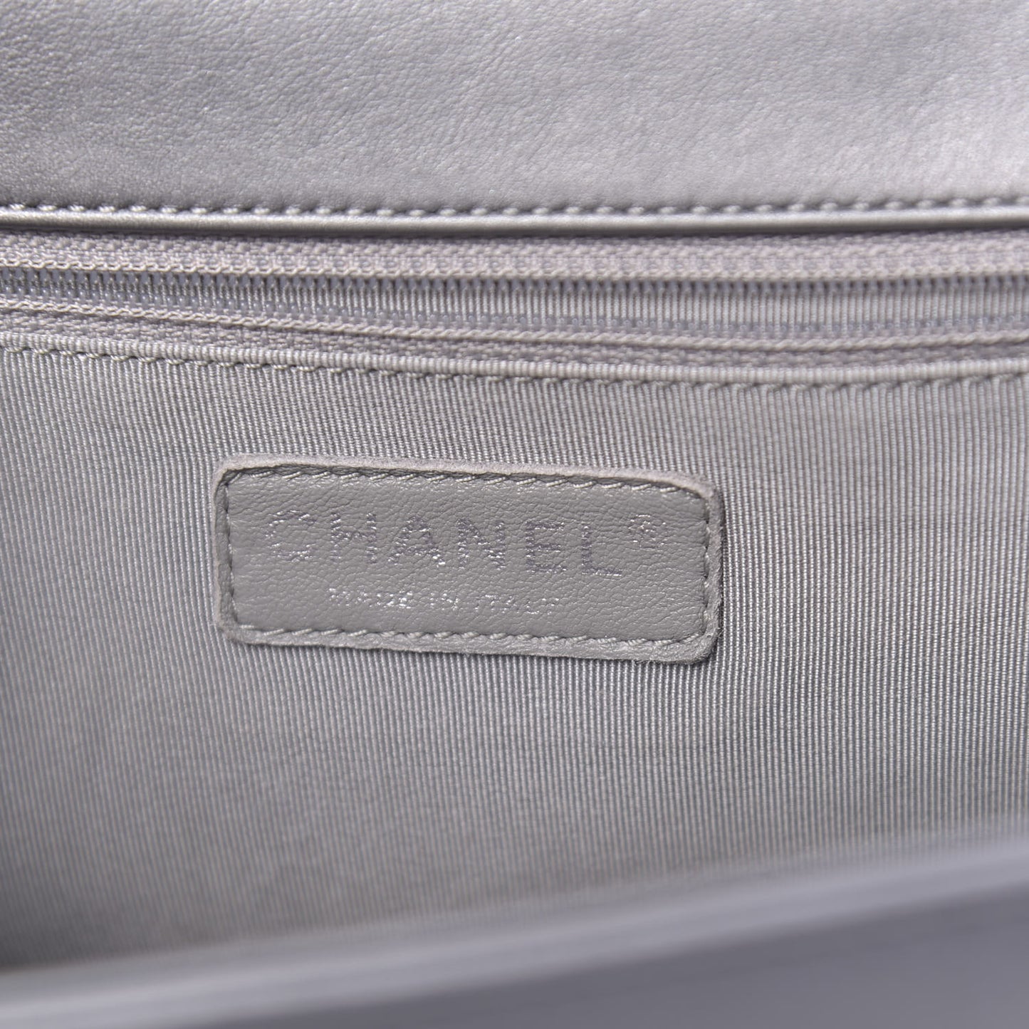 Metallic Calfskin Quilted New Medium Boy Flap Dark Silver