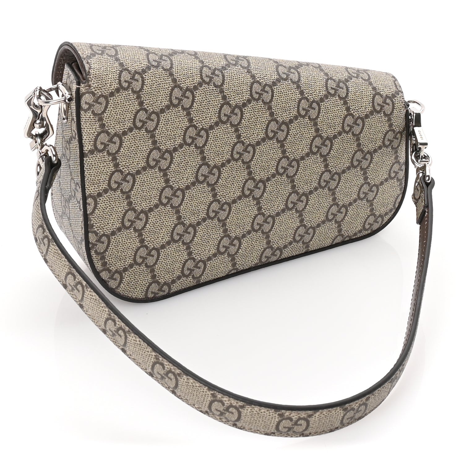 Gucci GG Supreme Monogram Small Horsebit 1955 Asymmetric Shoulder Bag Beige Ebony 2 of 8