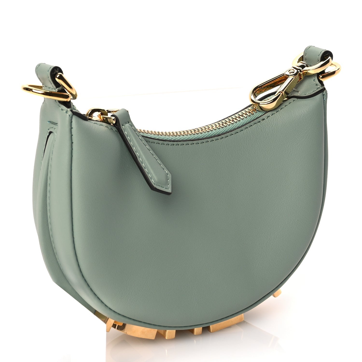 Fendi Vitello Grace New Matte Nano graphy Hobo Charm Menta 2 of 16
