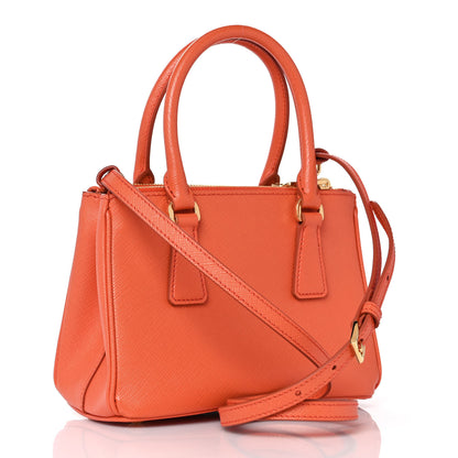 Prada Saffiano Mini Galleria Double Zip Tote Papaya 3 of 8