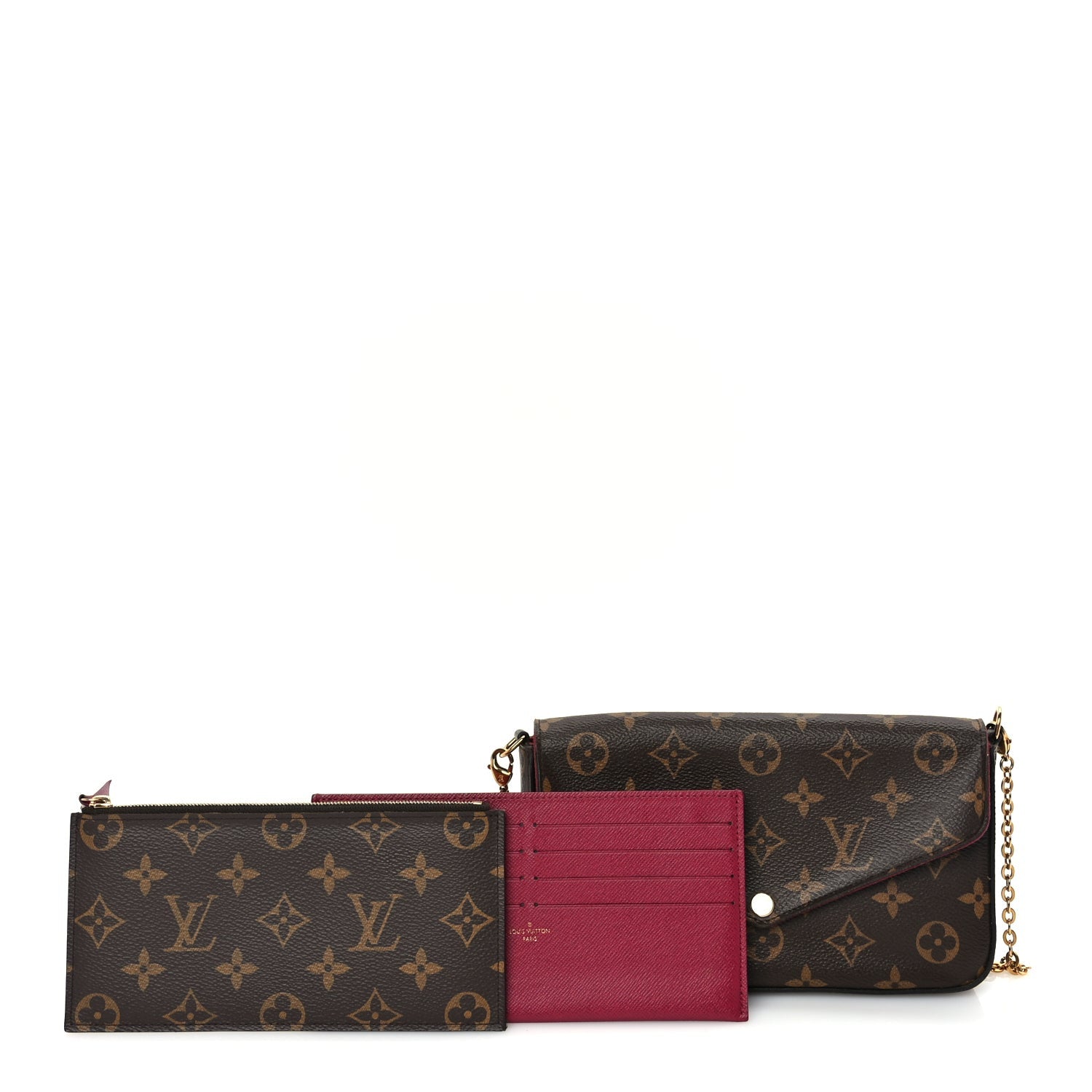 Louis Vuitton Monogram Pochette Felicie Chain Wallet  Fuchsia 2 of 9