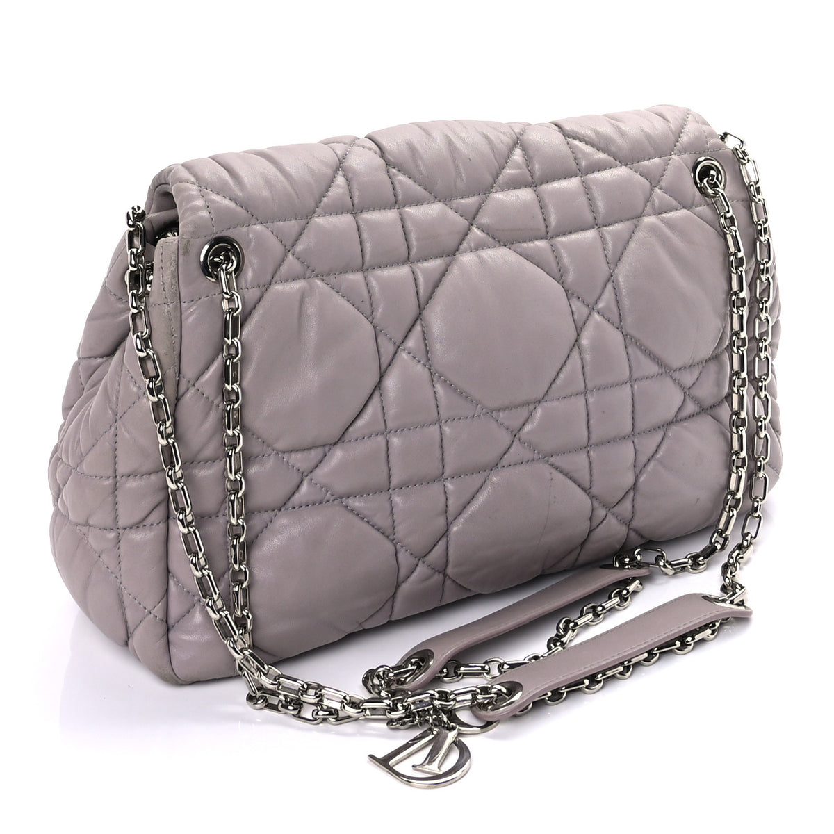 Christian Dior Lambskin Cannage Small Milly La Foret Shoulder Bag Grey 2 of 8