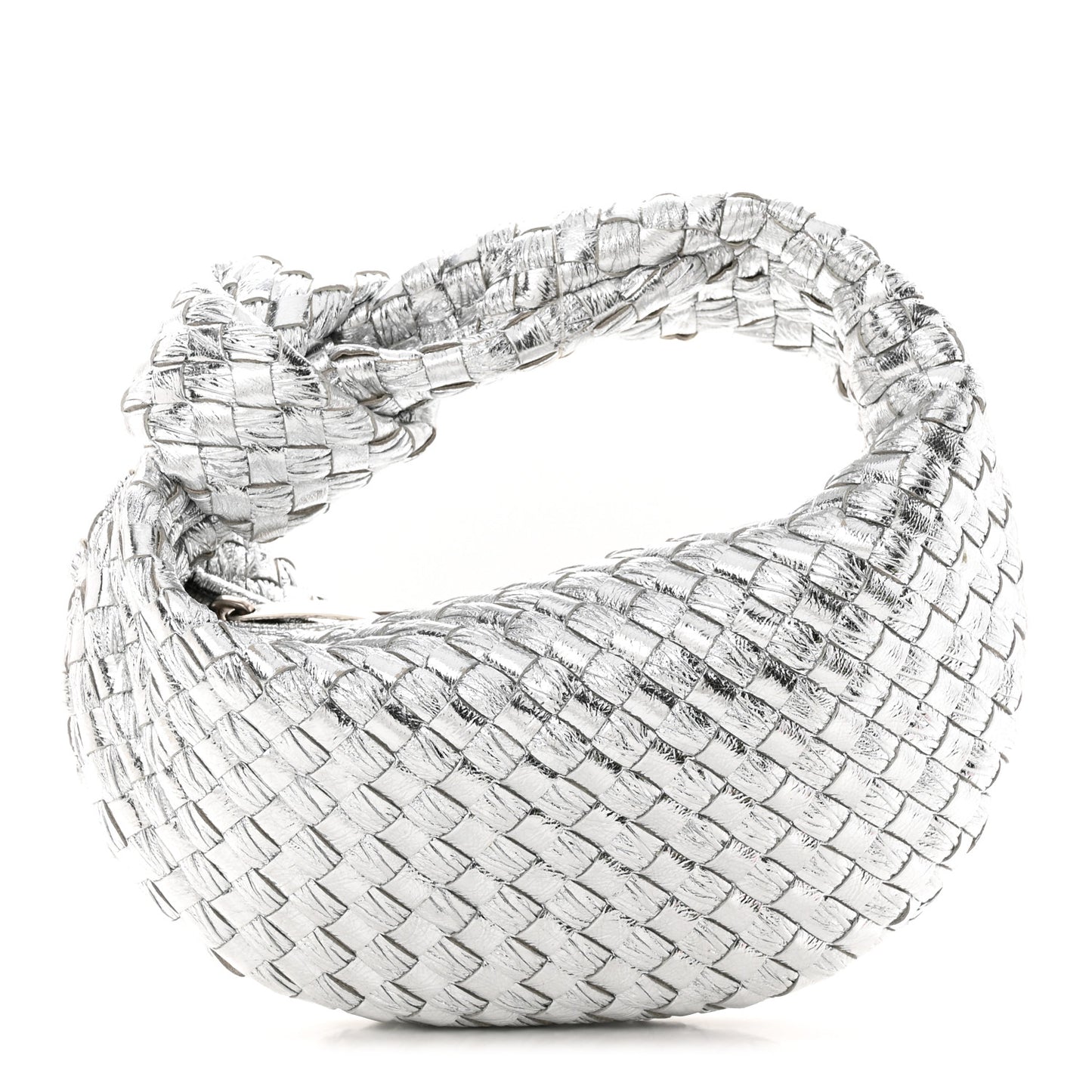 Metallic Nappa Intrecciato Mini Jodie Silver