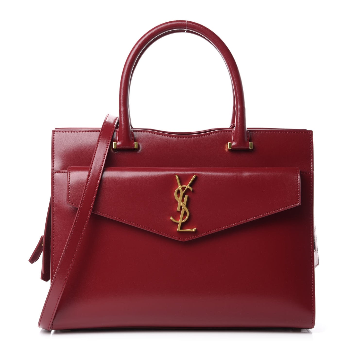 Shiny Calfskin Medium Uptown Tote Rouge Eros