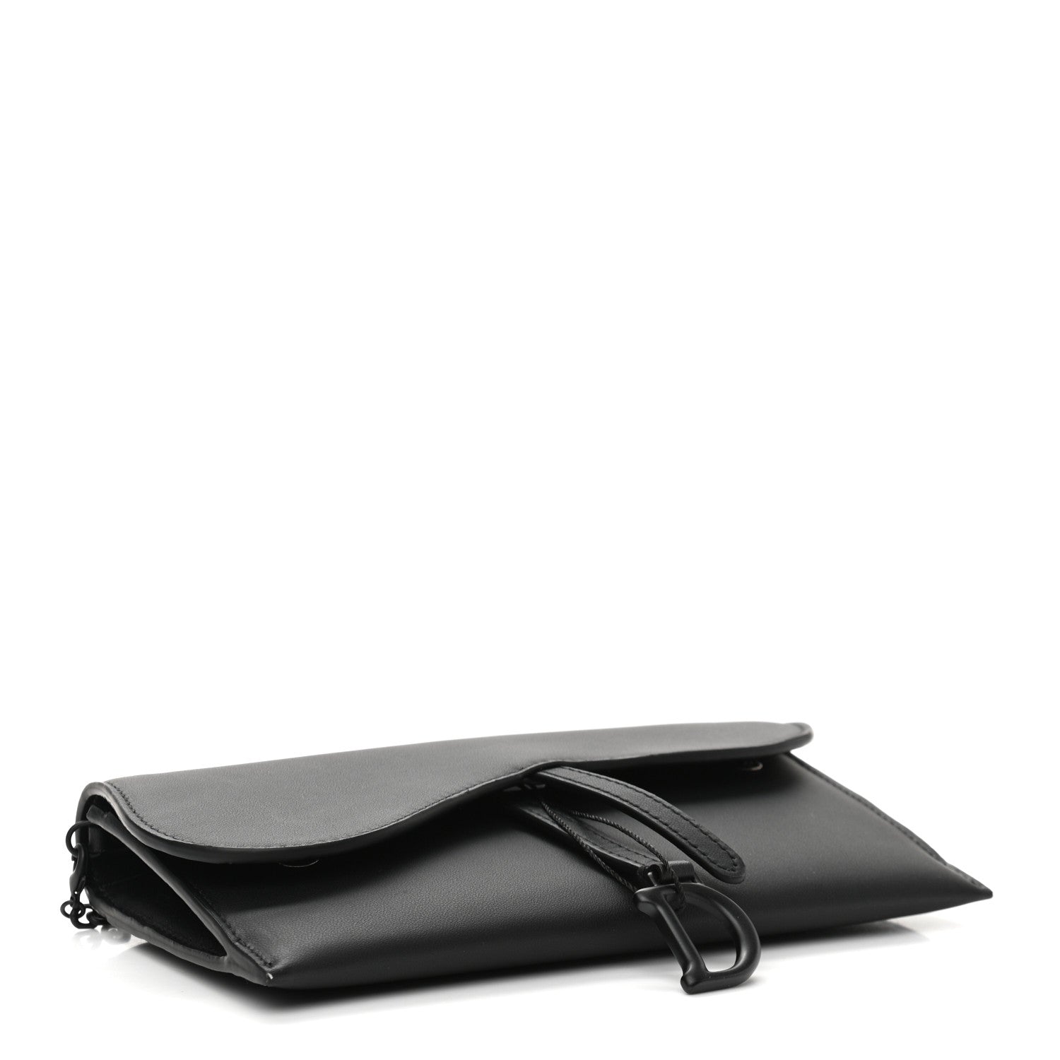 Christian Dior Ultra Matte Calfskin Saddle Chain Wallet Pouch Black 5 of 13