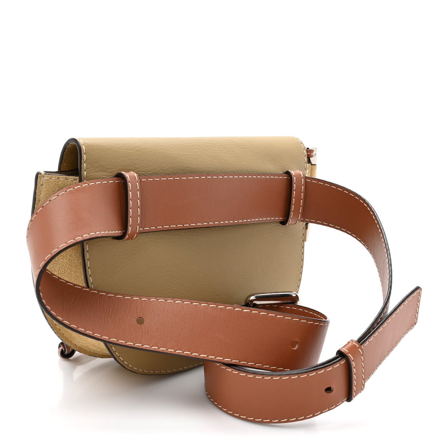 Calfskin Suede Gate Belt Bag Gold Tan