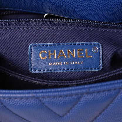 Chanel Caviar Chevron Quilted Mini Coco Handle Flap Blue 6 of 11