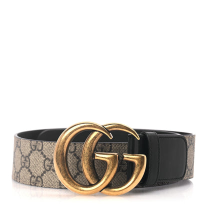 Gucci GG Supreme Monogram Matte Plutone Calfskin Double G 40mm Belt 70 28 Beige Ebony Black 1 of 5