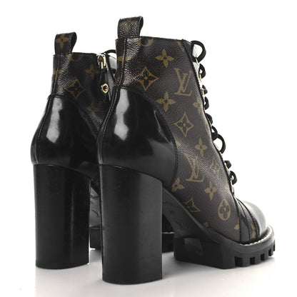 Louis Vuitton Patent Calfskin Monogram Star Trail Ankle Boots Black 5 of 7