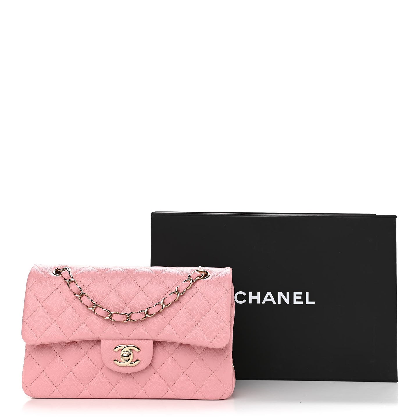 Caviar Quilted Small Double Flap Pink