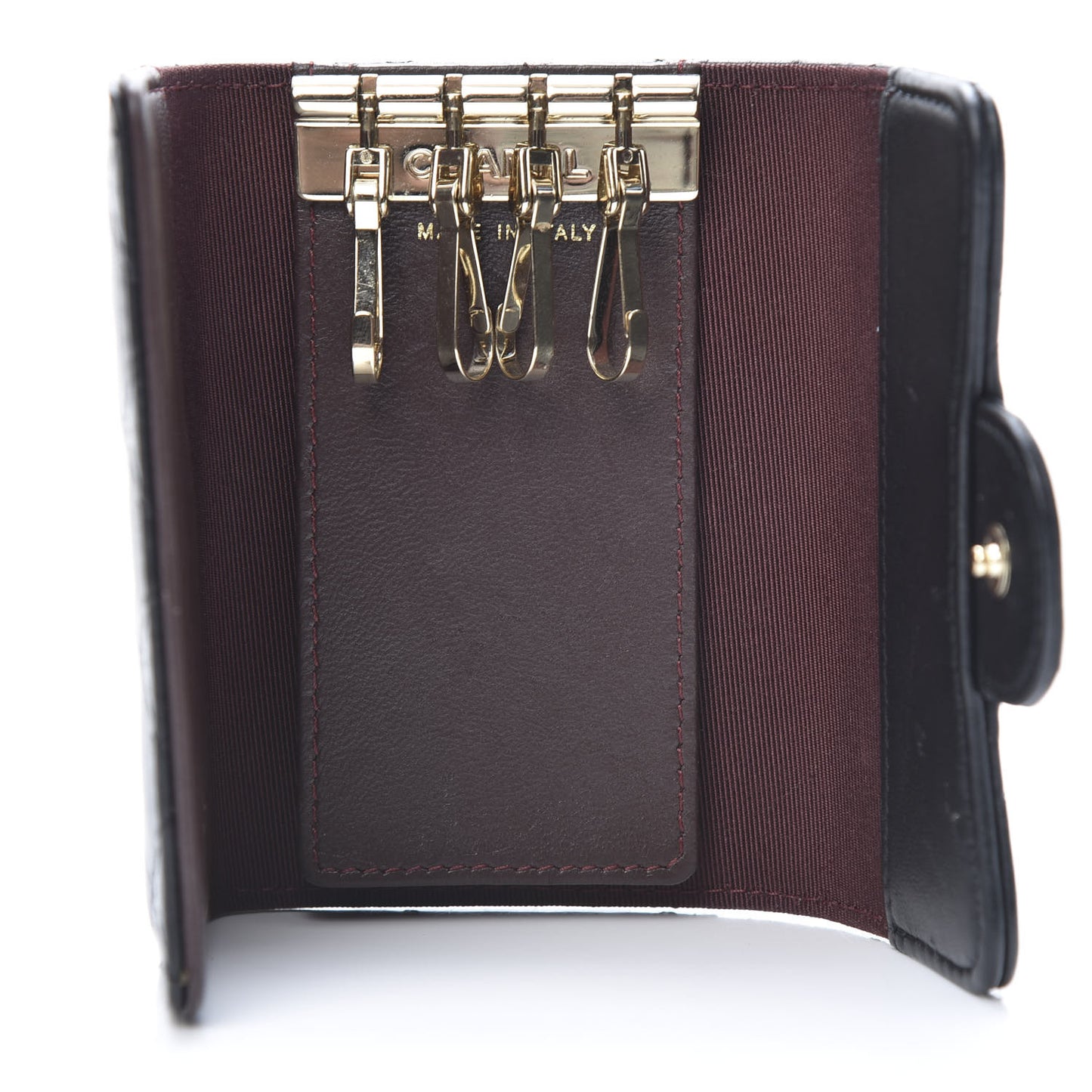 Lambskin Quilted 4 Key Holder Black