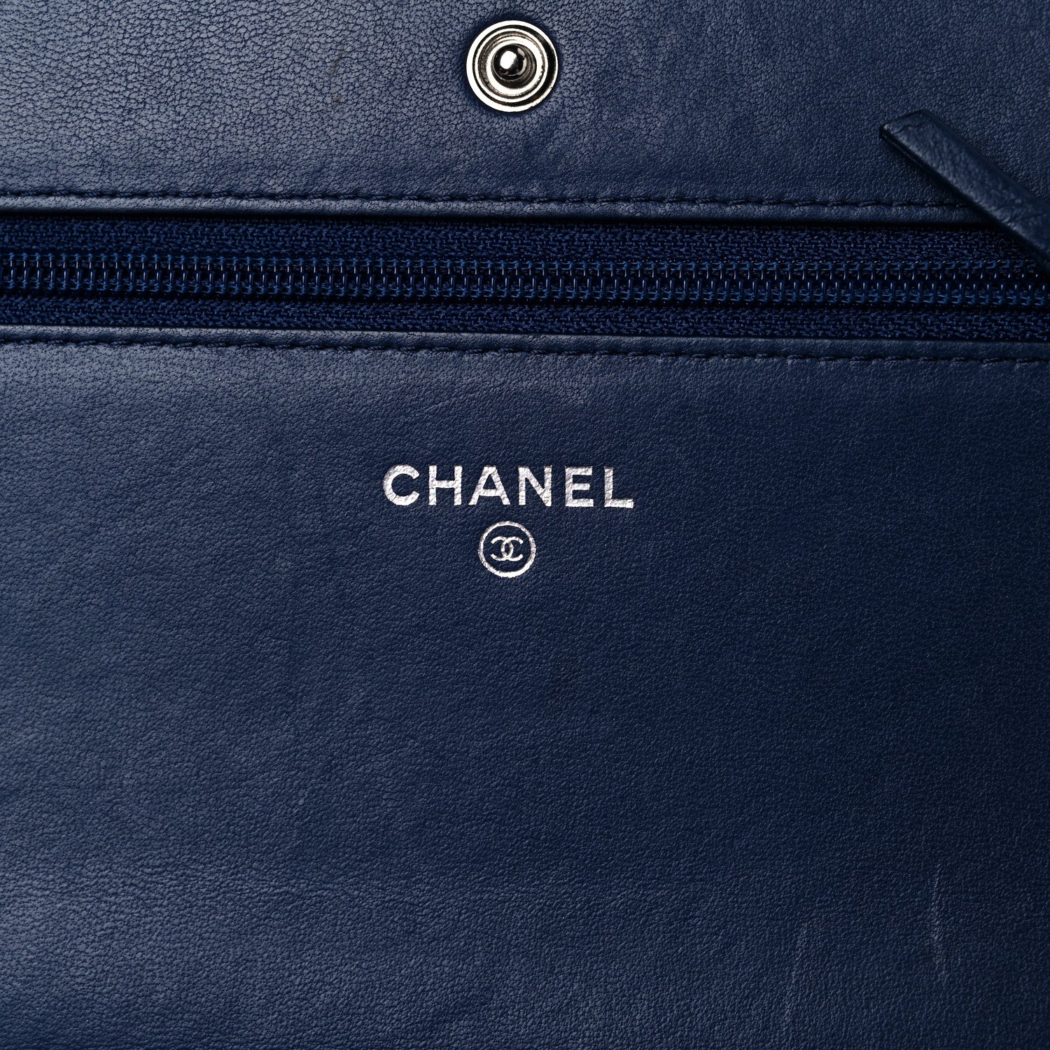 Chanel Lambskin Quilted CC Crossing Wallet On Chain WOC Blue 6 of 23
