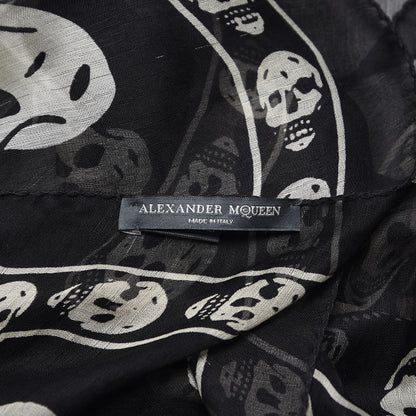 Alexander McQueen Silk Chiffon Skull Scarf Black Ivory 3 of 5