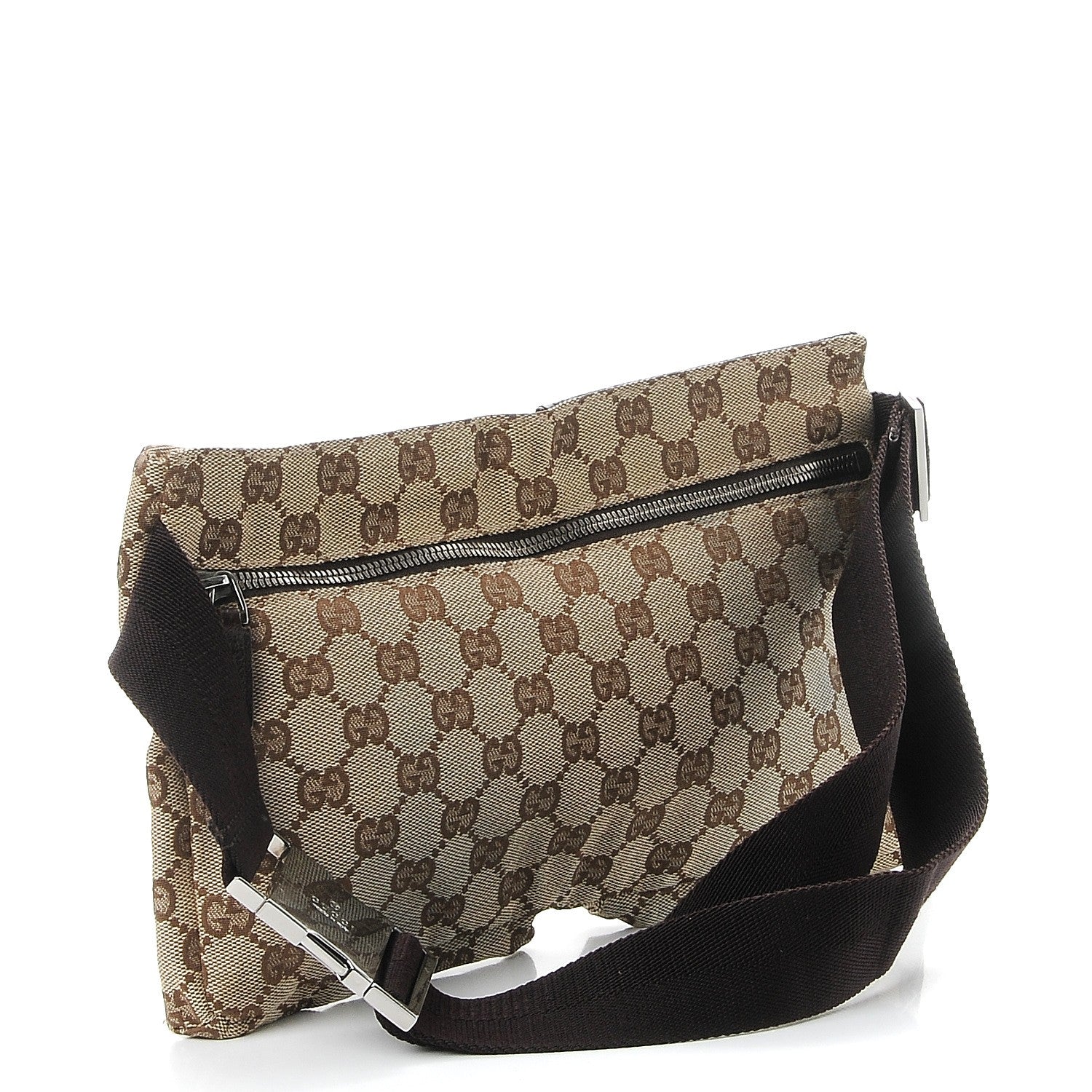 Gucci GG Monogram Double Pocket Belt Bag Dark Brown 3 of 9