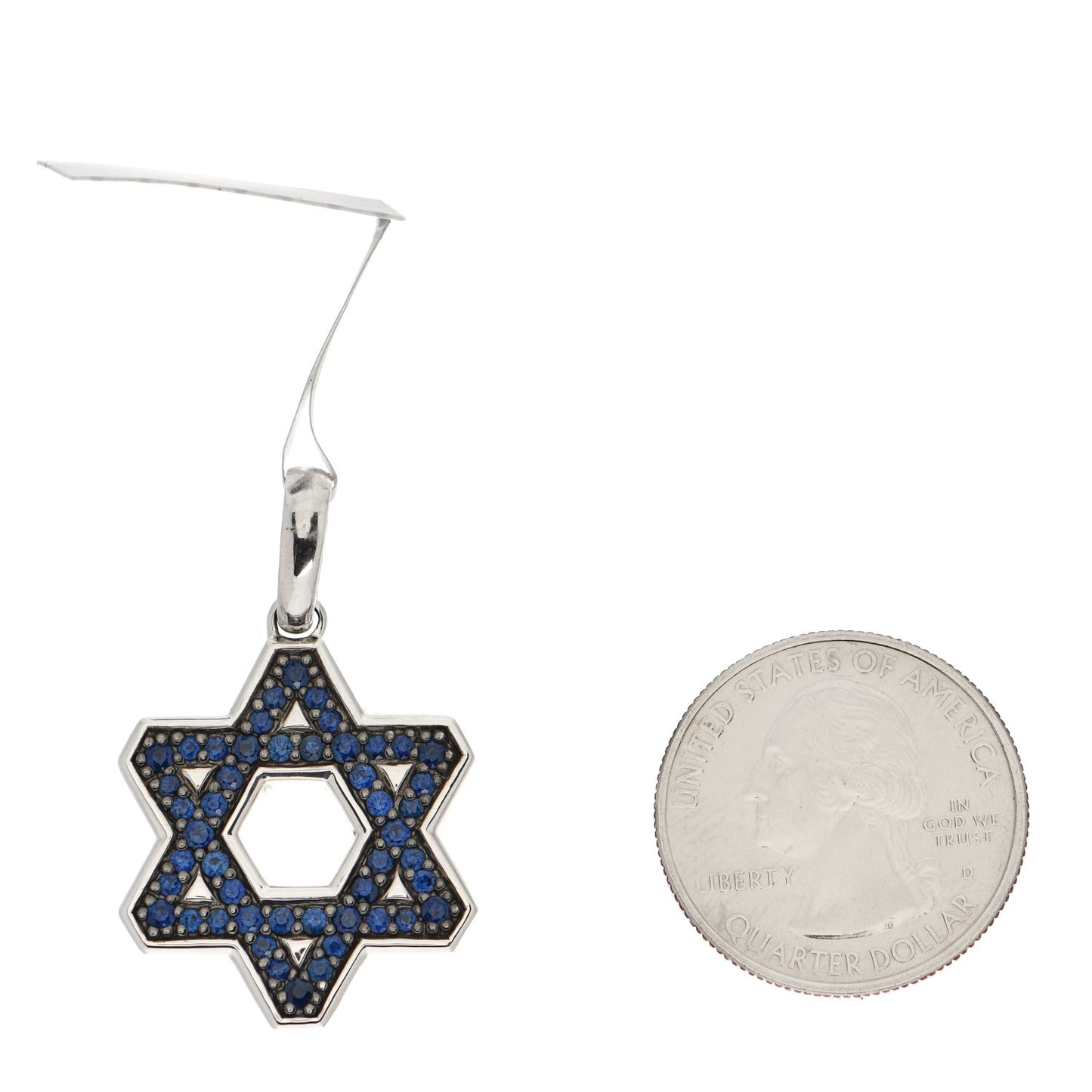 Sterling Silver Blue Sapphire Star of David Pendant