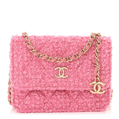 Chanel Tweed Quilted Flap Chain Waist Bag Pink 1 of 13