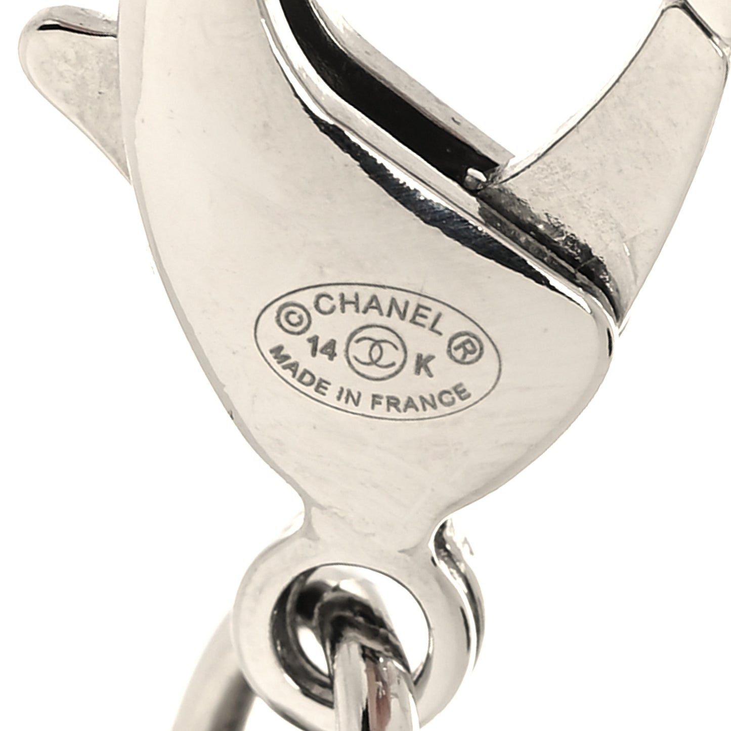 Resin CC Oversized Padlock Chain Necklace Silver Pearly White