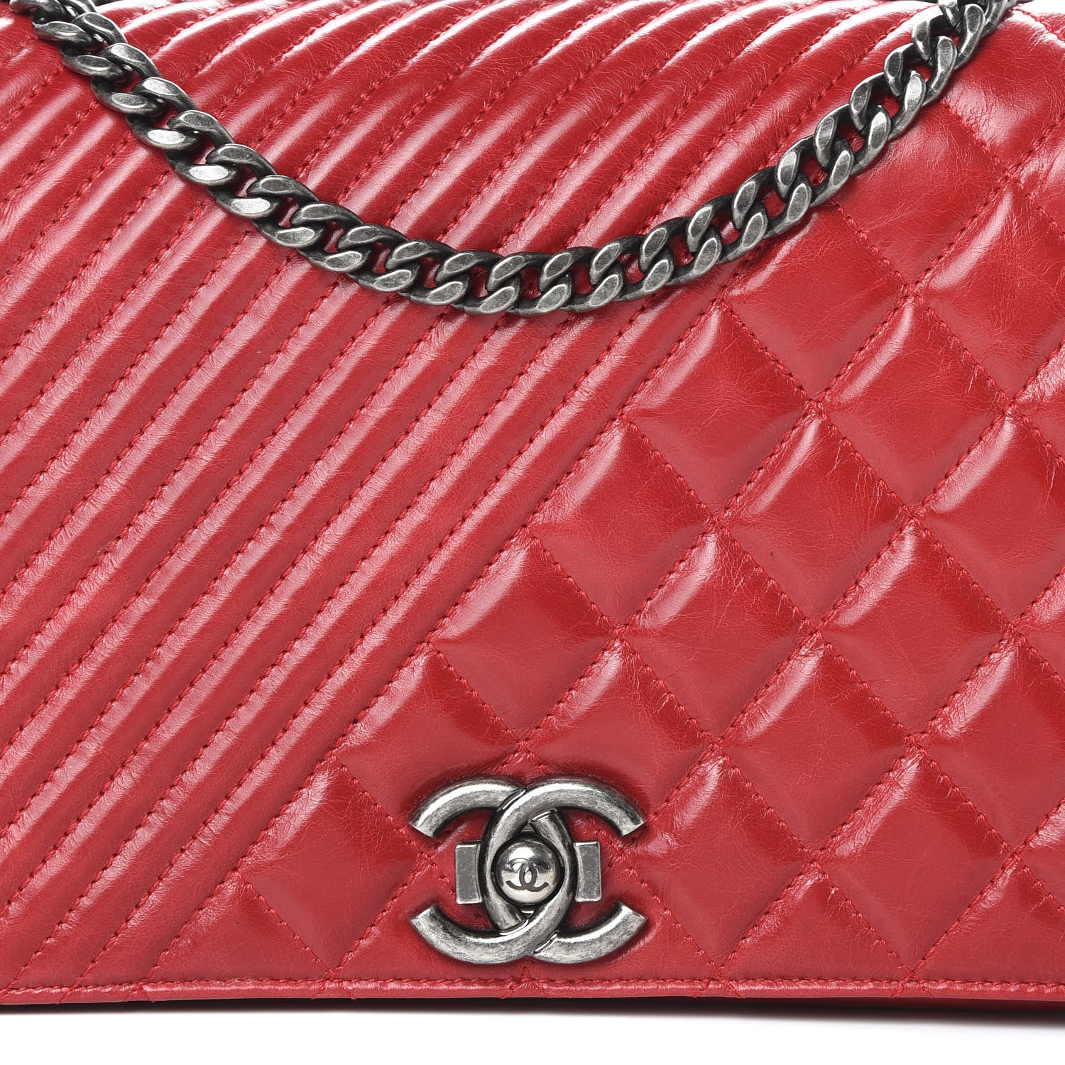 Chanel Glazed Calfskin Medium Coco Boy Flap Red 8 of 11
