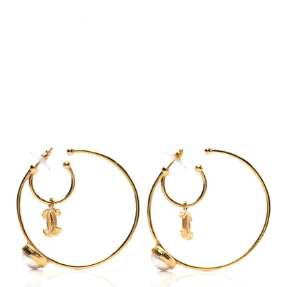 Chanel Pearl CC Tags Hoop Earrings Gold 5 of 5