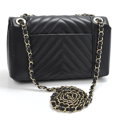 Chanel Calfskin Chevron Quilted Small Flap Black 2 of 9