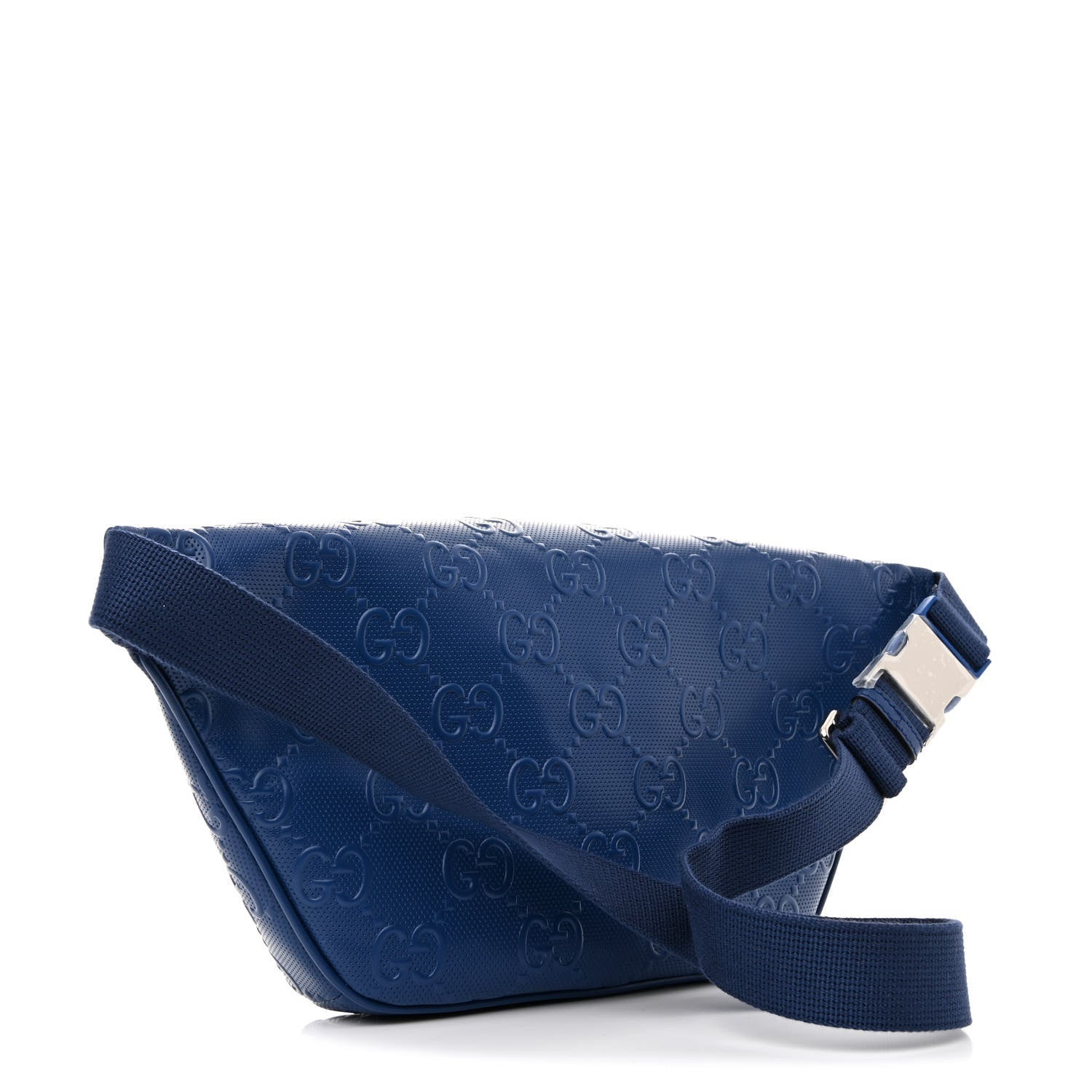 Gucci Calfskin GG Tennis Embossed Pocket Belt Bag Metal Blue 3 of 7
