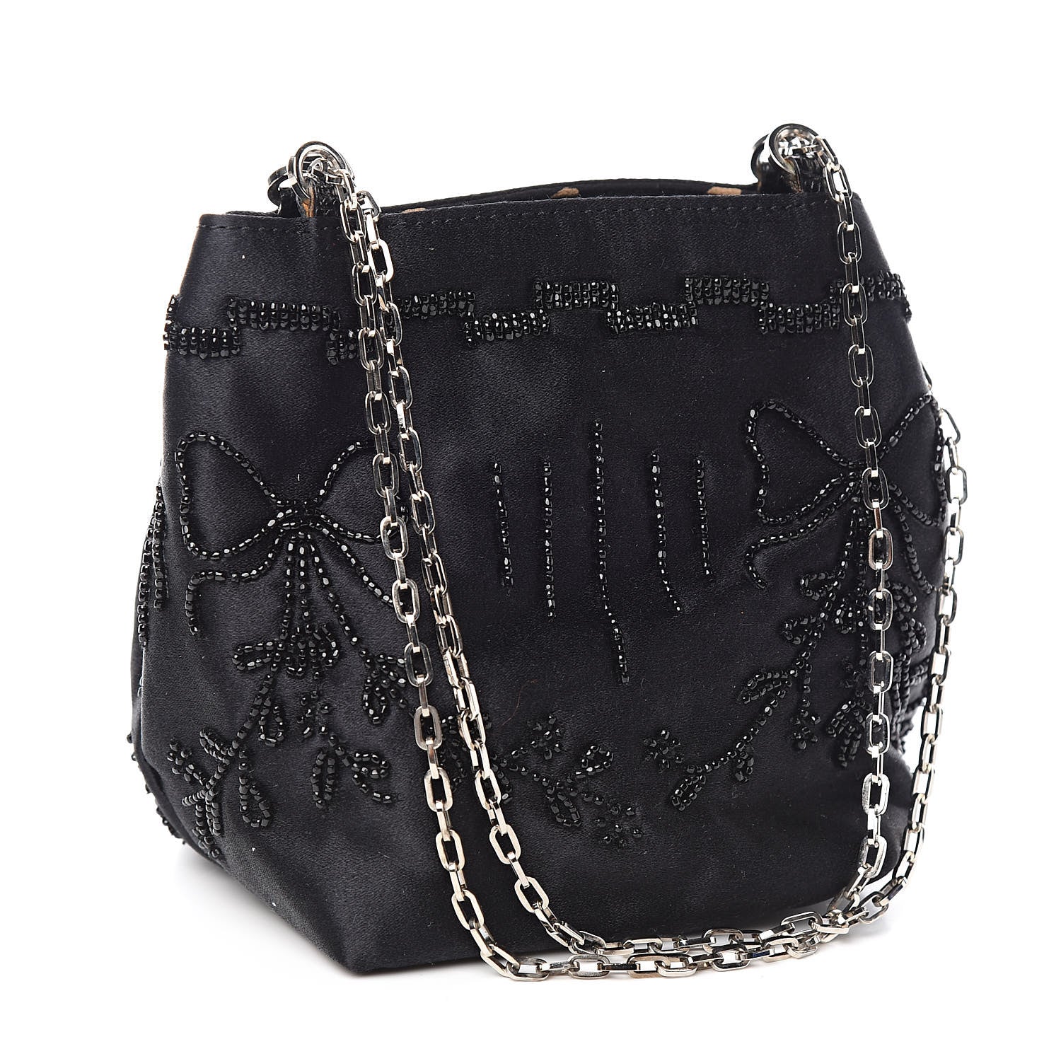 Valentino Garavani Satin Sequin Embellished Micro Shopping Bag Black 3 of 13