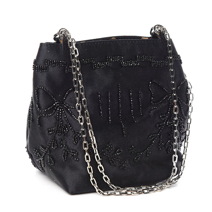 Valentino Garavani Satin Sequin Embellished Micro Shopping Bag Black 3 of 13