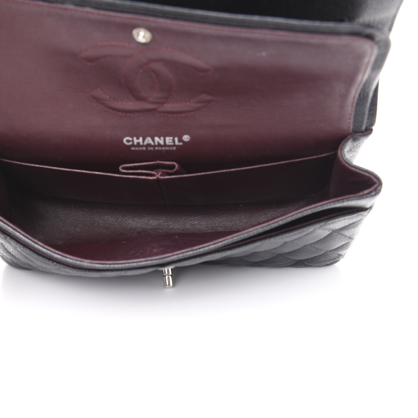 Caviar Quilted Medium Double Flap Black