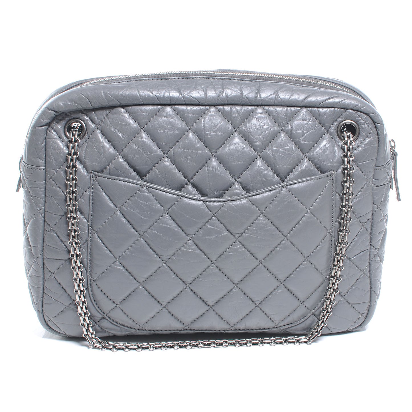 Aged Calfskin Quilted Large Reissue Camera Case Grey