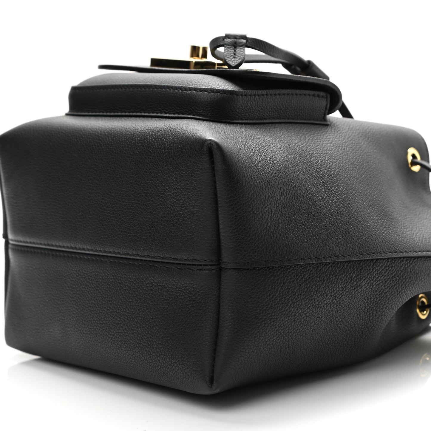 Calfskin Lockme Bucket MM Black