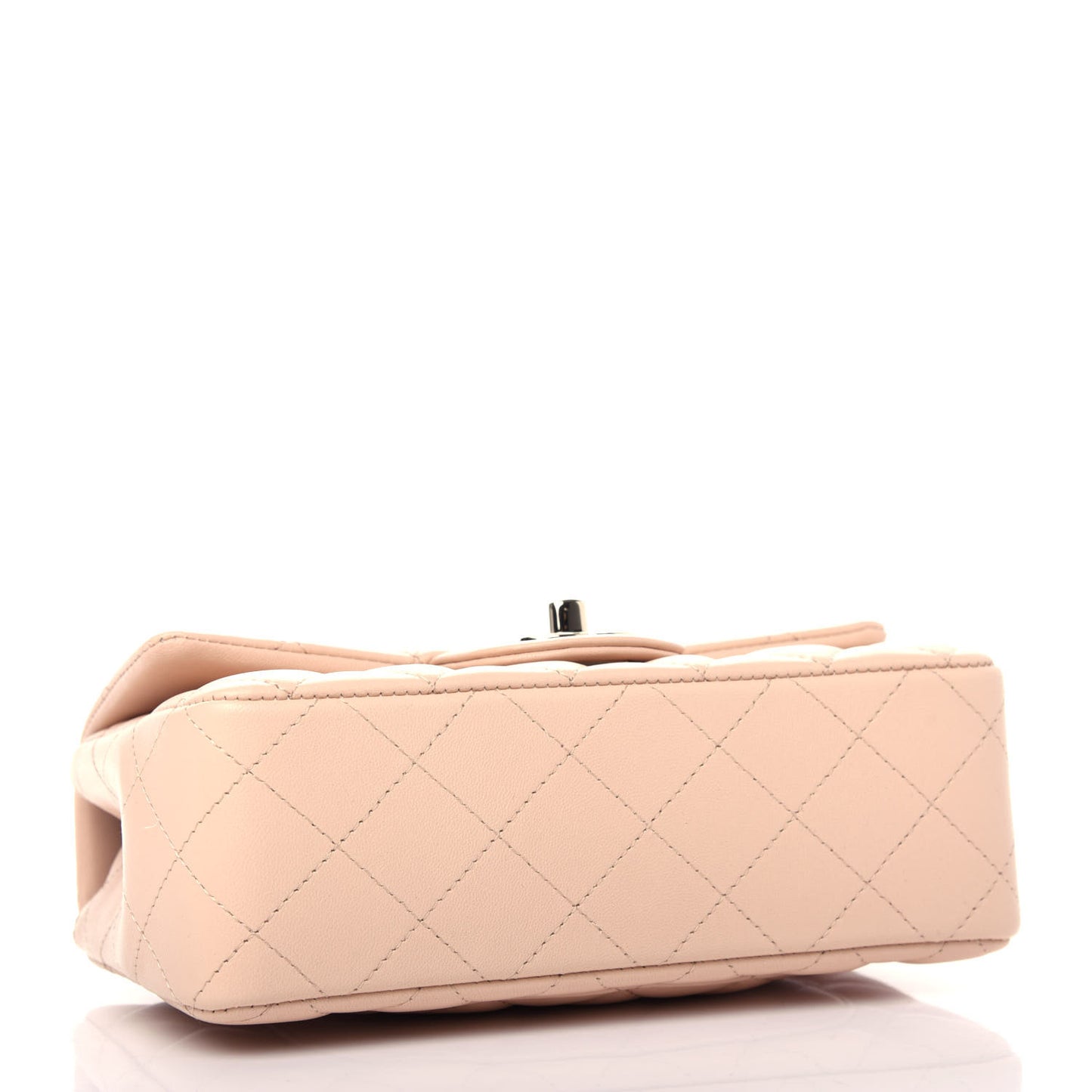 Lambskin Quilted Mini Rectangular Flap Beige
