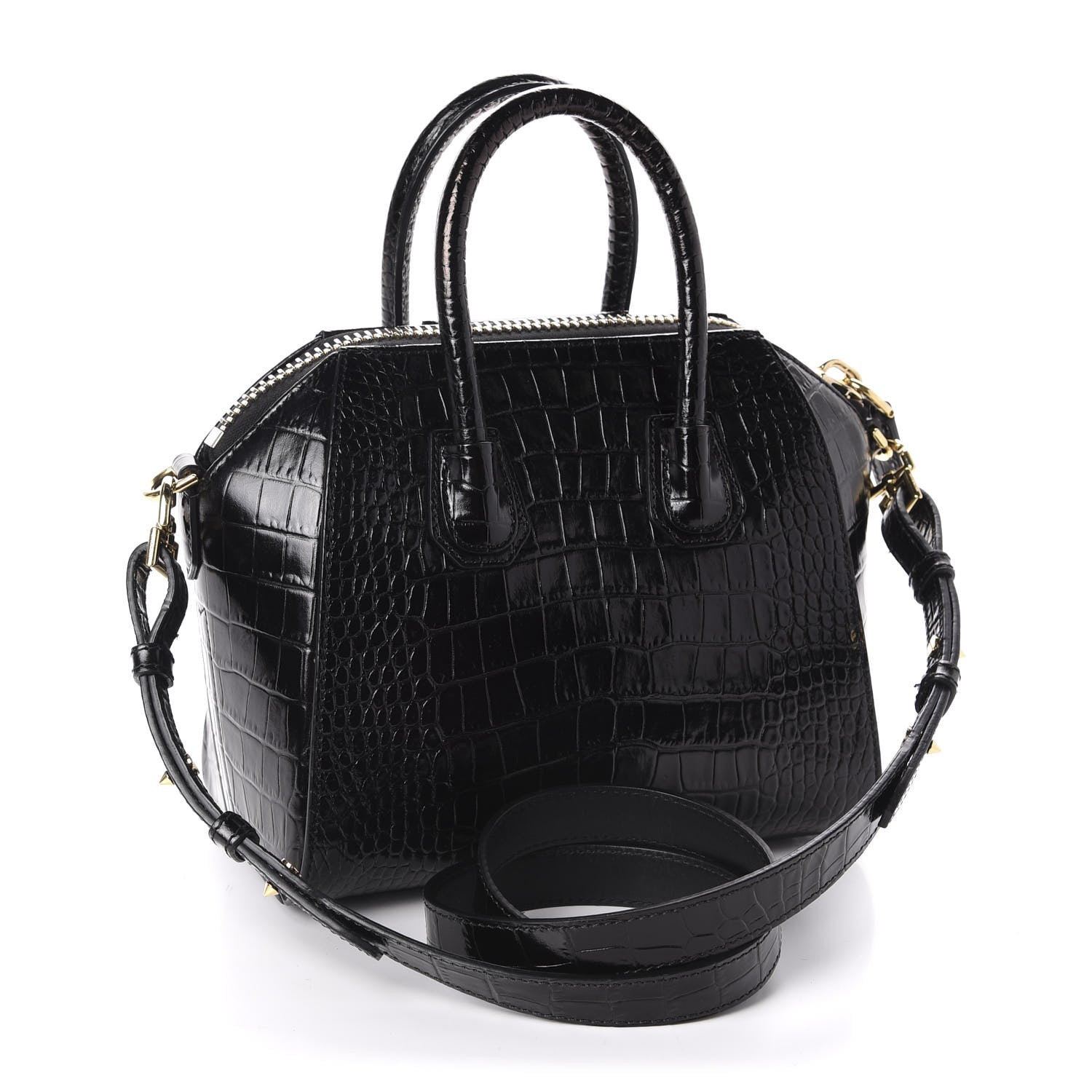 Givenchy Calfskin Crocodile Embossed Mini Antigona Black 3 of 10