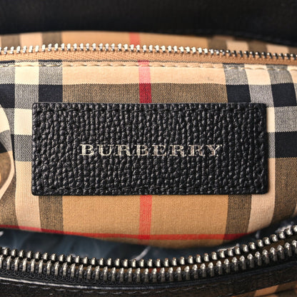Burberry Derby Calfskin House Check Medium Banner Tote Black Sea Green 5 of 8