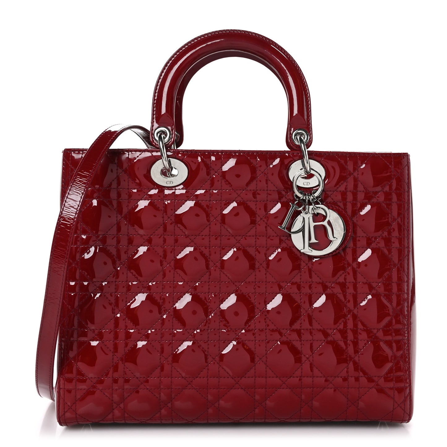 Patent Cannage Large Lady Dior Red