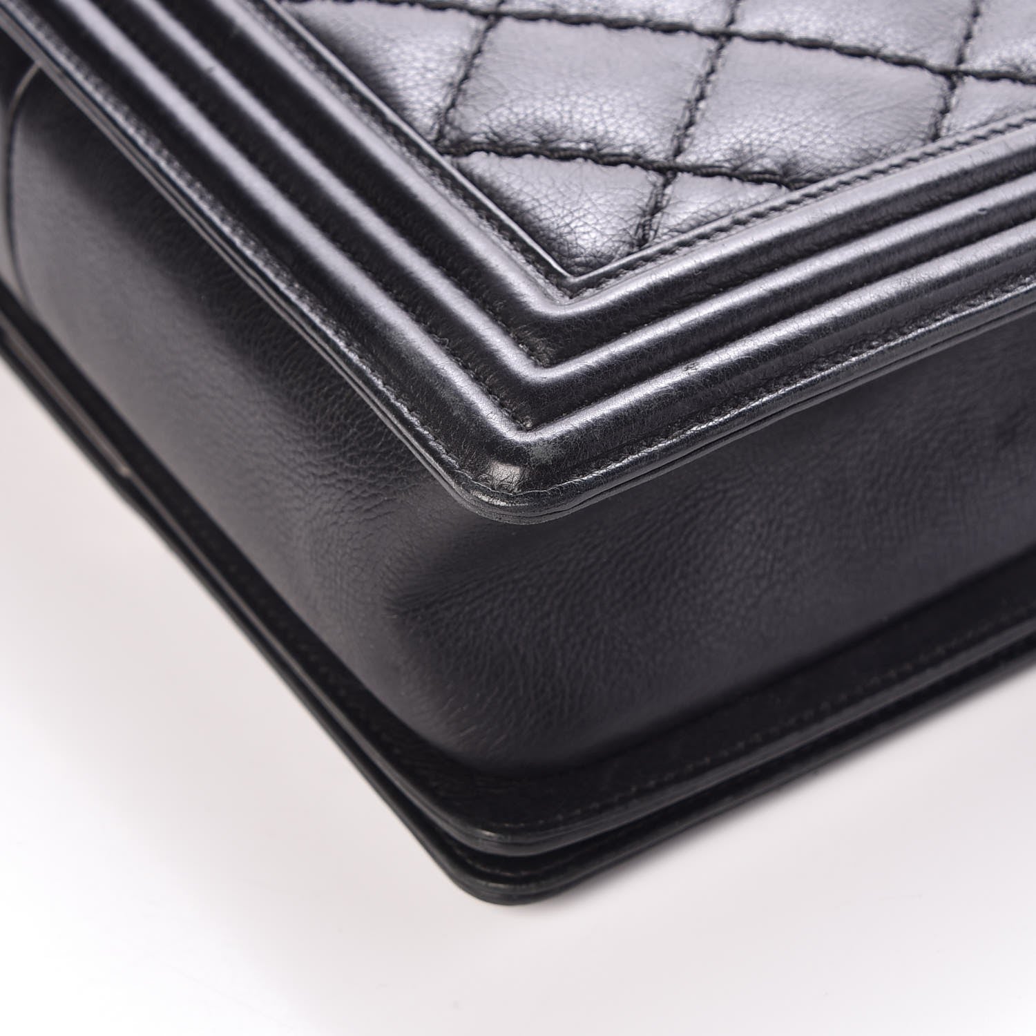 Chanel Calfskin Quilted Double Stitch New Medium Boy Flap Black 12 of 13