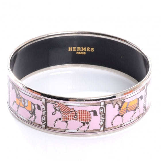Enamel Printed Tenues Et Couvertures Wide Bracelet 70 Pink