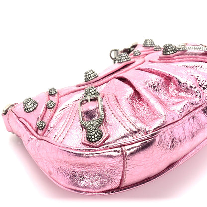 Balenciaga Metallic Agneau Arena Crystal Le Cagole Mini Purse With Chain Met Pink 7 of 8