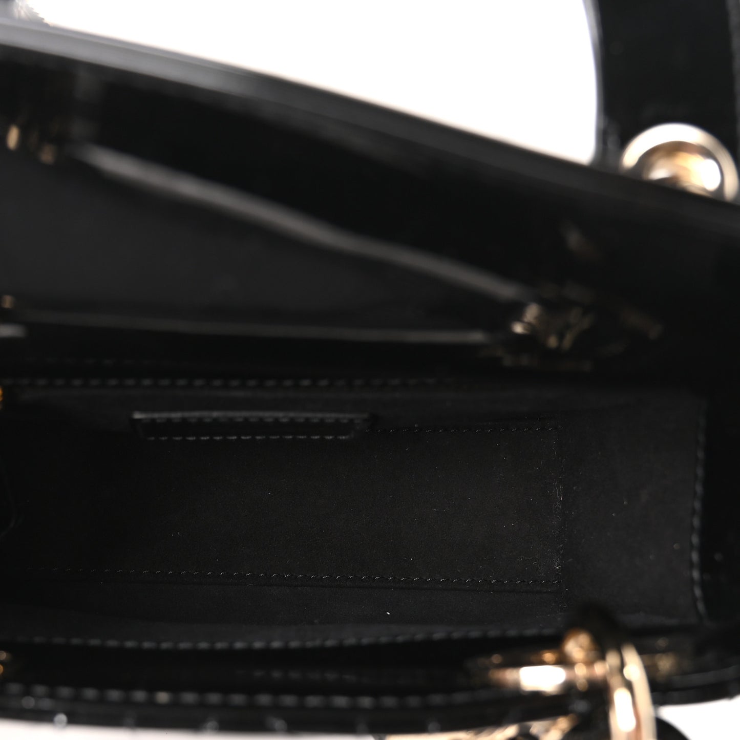 Patent Cannage Mini Lady Dior Black