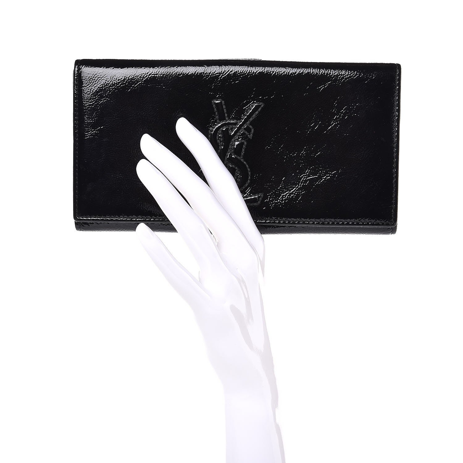 Saint Laurent Textured Patent Belle De Jour Wallet Black 2 of 10