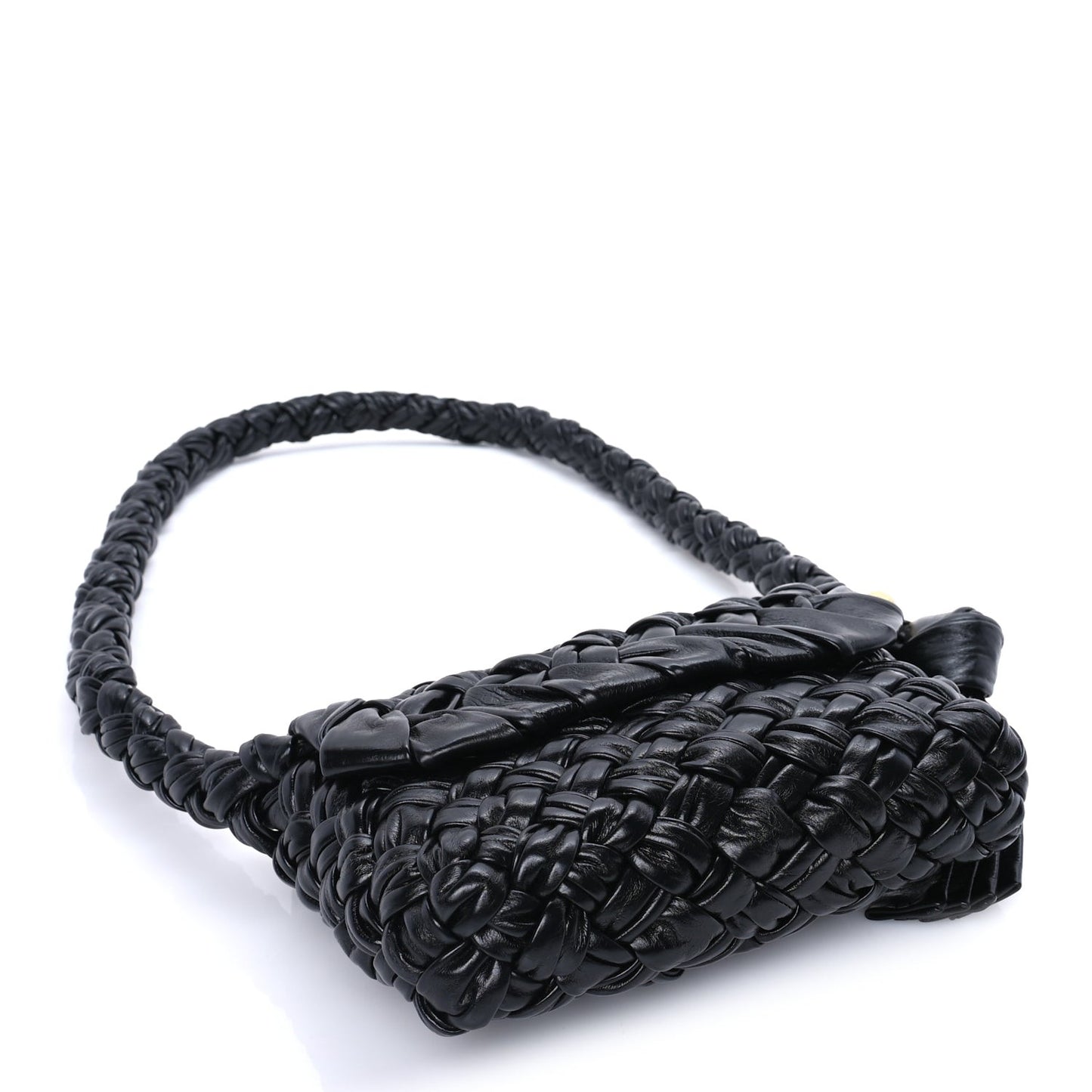 Calfskin Foulard Intreccio Small Kalimero Città Shoulder Bag Black