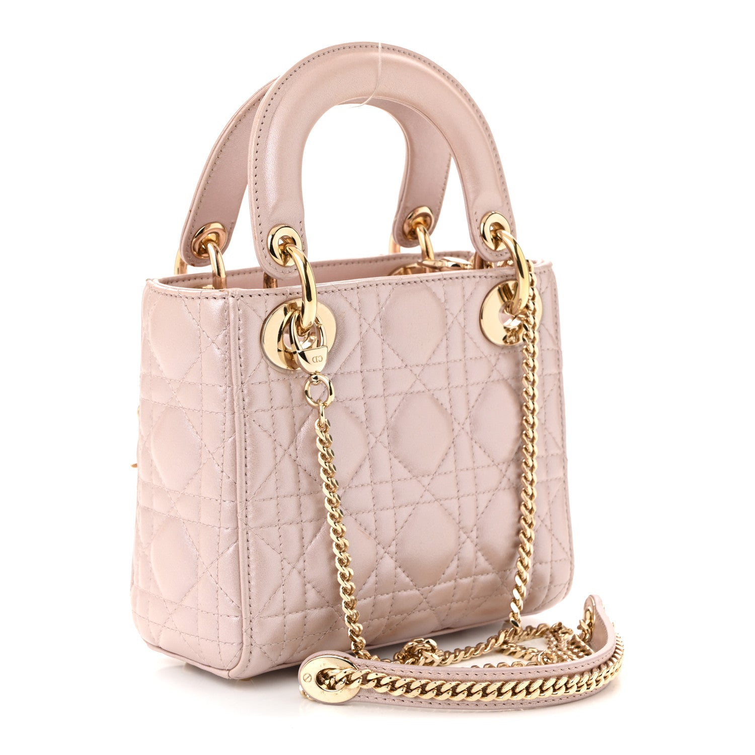 Christian Dior Metallic Lambskin Cannage Mini Lady Dior Lotus 3 of 11