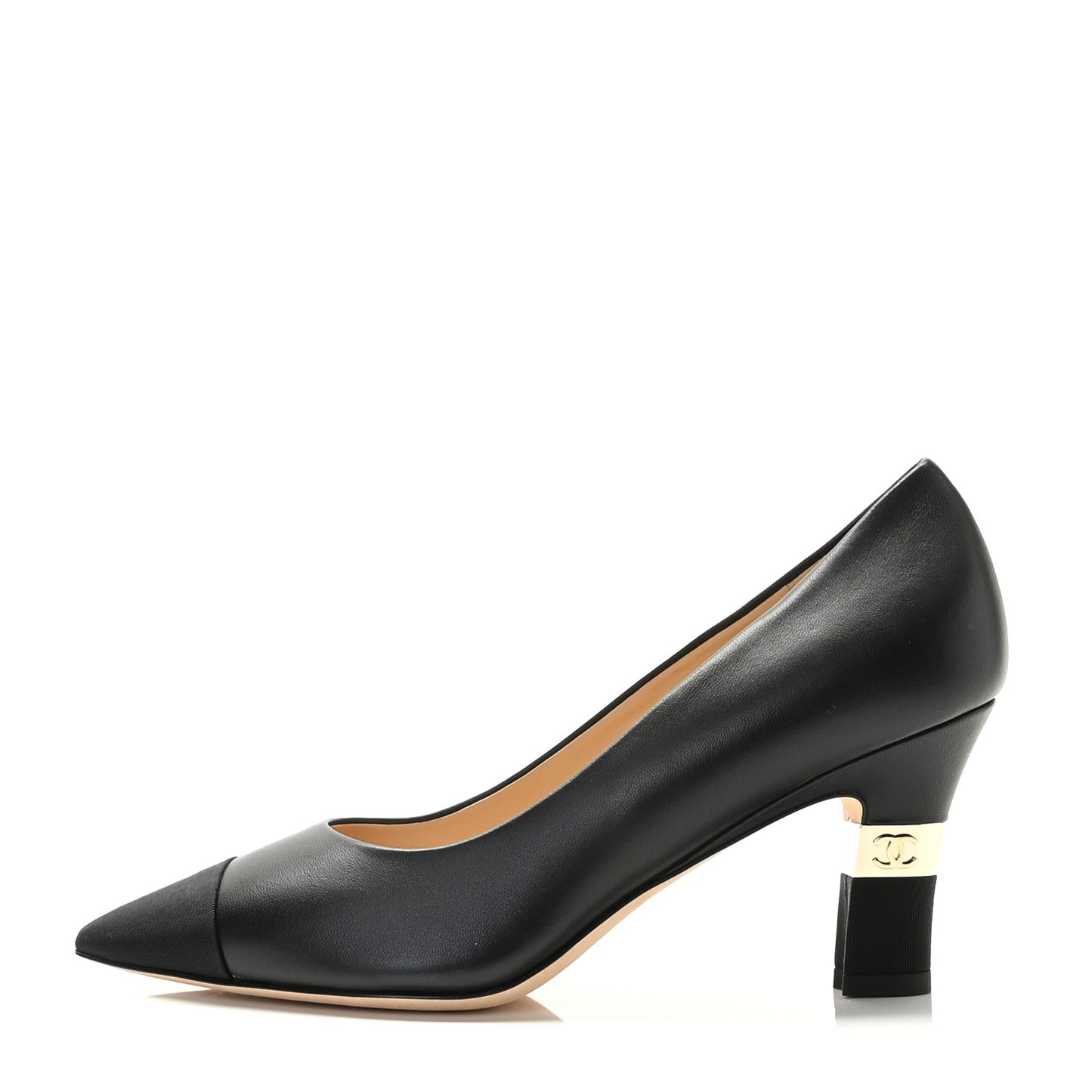 Lambskin Grosgrain Cap Toe CC Pumps 36.5 Black